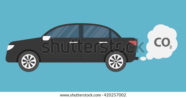 Car Emits Carbon Dioxide Flat Style Stock Vector (Royalty Free ...