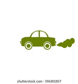 Car emits carbon dioxide. Icon Vector