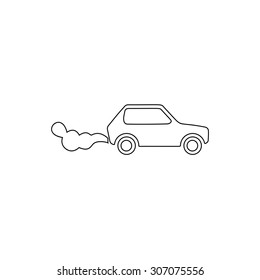 Car Emits Carbon Dioxide Outline Black Stock Vector (Royalty Free ...