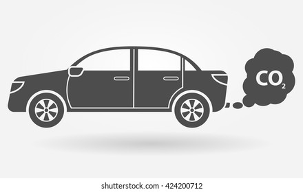 Car emitting carbon dioxide