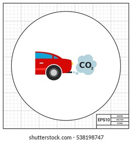 Car Emitting Carbon Dioxide Vector Icon