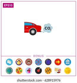 Car Emitting Carbon Dioxide Vector Icon