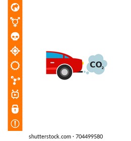 Car Emitting Carbon Dioxide Vector Icon