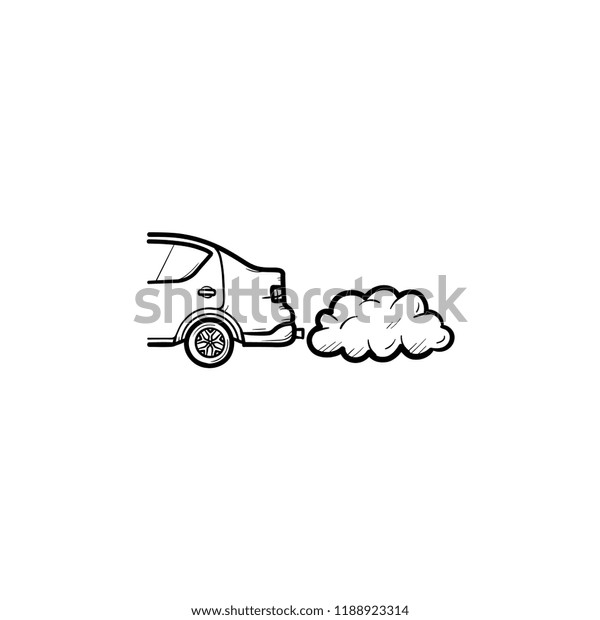 Car Emitting Exhaust Fumes Hand Drawn Stock Vector (Royalty Free ...