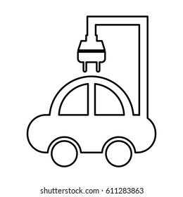 car with energy plug vector illustration design