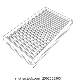 Car engine air filter. Auto spare part. Car care service maintenance. Wireframe low poly mesh vector illustration.