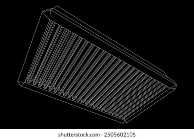 Car engine air filter. Auto spare part. Car care service maintenance. Wireframe low poly mesh vector illustration.