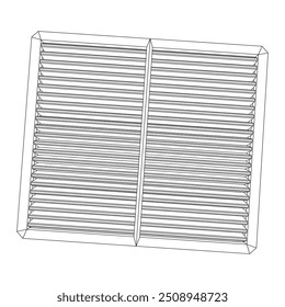 Car engine air filter. Auto spare part. Car care service maintenance. Wireframe low poly mesh vector illustration.
