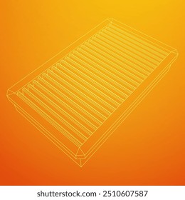 Car engine air filter. Auto spare part. Car care service maintenance. Wireframe low poly mesh vector illustration.