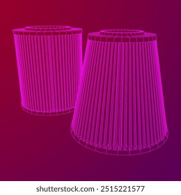 Car engine air filter. Auto spare part. Car care service maintenance. Wireframe low poly mesh vector illustration.