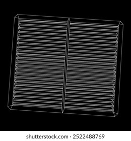 Car engine air filter. Auto spare part. Car care service maintenance. Wireframe low poly mesh vector illustration.