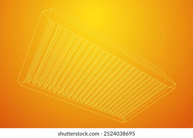 Car engine air filter. Auto spare part. Car care service maintenance. Wireframe low poly mesh vector illustration.