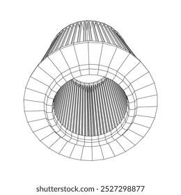 Filtro de ar de motor de carro. Peça de reposição automática. Manutenção do serviço de cuidados com o carro. Ilustração do vetor de malha de baixo poli do modelo de arames.