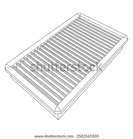 Car engine air filter. Auto spare part. Car care service maintenance. Wireframe low poly mesh vector illustration.