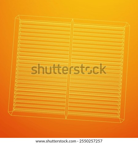 Car engine air filter. Auto spare part. Car care service maintenance. Wireframe low poly mesh vector illustration.