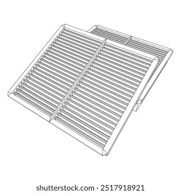 Car engine air filters. Auto spare part. Car care service maintenance. Wireframe low poly mesh vector illustration.