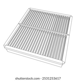 Filtros de ar para motores de automóveis. Peça de reposição automática. Manutenção do serviço de cuidados com o carro. Ilustração do vetor de malha de baixo poli do modelo de arames.