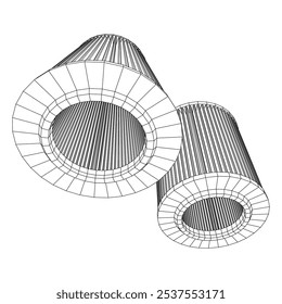 Car engine air filters. Auto spare part. Car care service maintenance. Wireframe low poly mesh vector illustration.