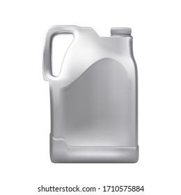 Car Engine Antifreeze Liquid Blank Canister Vector. Plastic Bottle Container For Antifreeze For Motor Normal Working Temperature. Coolant Package, Auto Repair Service Mockup Realistic 3d Illustration