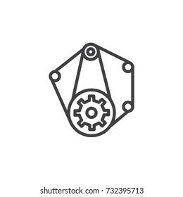 Car engine belt line icon, outline vector sign, linear style pictogram isolated on white. Symbol, logo illustration. Editable stroke