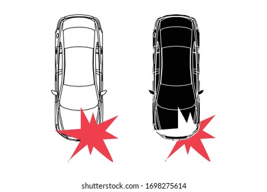 Ilustración de la explosión del motor de Camión, camión roto.