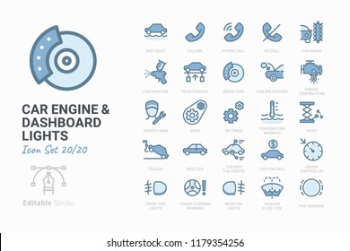 Car Engine and Dashboard Lights