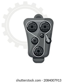 Car engine. Details. Gear. Gray tones. Vector illustration.