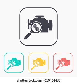 Car engine diagnostic repair flat icon. Vector illustration.
