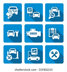Car Engine Diagnostics Vector Icons 