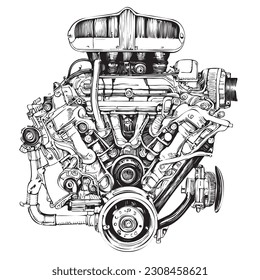 Car engine hand drawn sketch in doodle style Abstraction