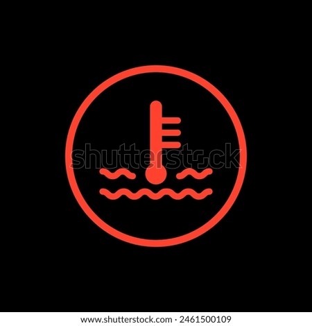 Car engine heat sensor icon. Oil temperature water indicator dashboard symbol thermometer coolant