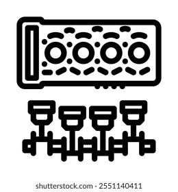 Estilo de línea de icono de motor de coche transparente
