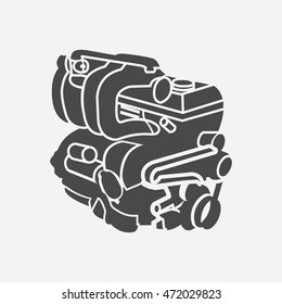 Car engine icon. Single car repair part icon.