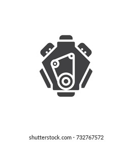 Car engine icon vector, filled flat sign, solid pictogram isolated on white. Symbol, logo illustration.