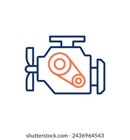 Car engine icon. Vector illustration. Editable stroke.