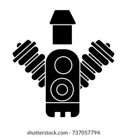 car engine  icon, vector illustration, black sign on isolated background