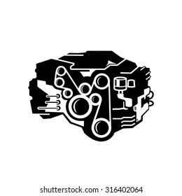 Automotive Engine Vector Logo White Background Stock Vector (Royalty ...