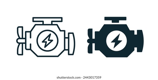 Car engine icons. Vector illustration isolated on white.