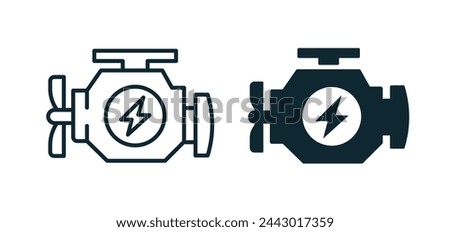 Car engine icons. Vector illustration isolated on white.