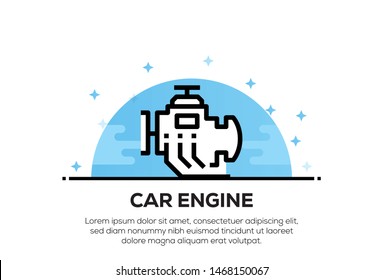 CAR ENGINE AND ILLUSTRATION ICON CONCEPT