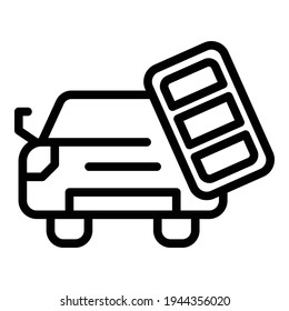 Icono de la tecla del motor del automóvil. Icono de vector de clave del motor del coche de contorno para diseño web aislado en fondo blanco