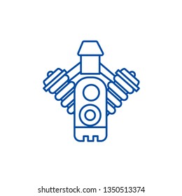 Car engine line icon concept. Car engine flat  vector symbol, sign, outline illustration.