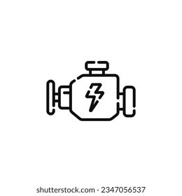 Icono de la línea del motor del automóvil aislado en fondo blanco