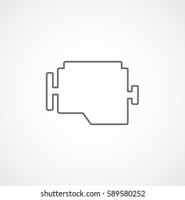 Car Engine Line Icon On White Background