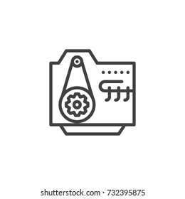 Car engine line icon, outline vector sign, linear style pictogram isolated on white. Symbol, logo illustration. Editable stroke