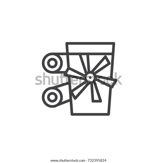 Car engine line icon, outline vector sign, linear\
style pictogram isolated on white. Symbol, logo illustration.\
Editable stroke
