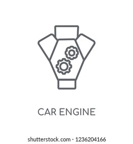 car engine linear icon. Modern outline car engine logo concept on white background from car parts collection. Suitable for use on web apps, mobile apps and print media.