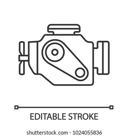 Car Engine Linear Icon. Thin Line Illustration. Motor. Contour Symbol. Vector Isolated Outline Drawing. Editable Stroke