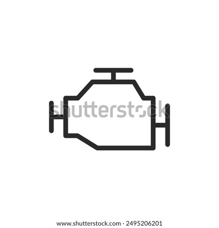 Car engine, linear style icon. automotive engine. Editable stroke width.