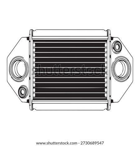 Car engine oil filter line art technical illustration